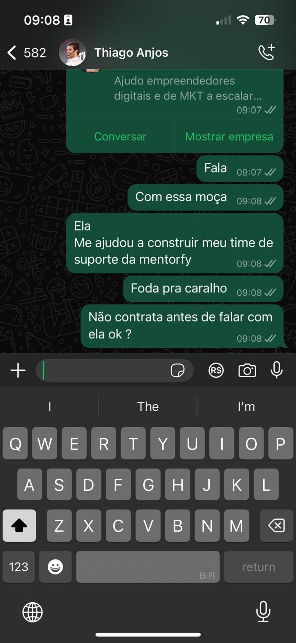 Print de depoimento WhatsApp 5